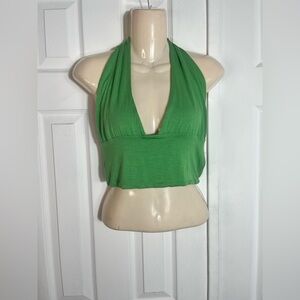 NWT Cotton On Vibrant Green Halter Crop Top size L